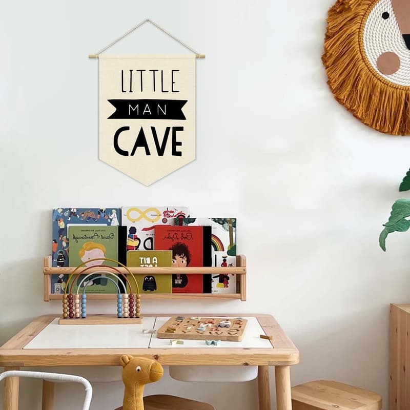Boys Room Decor: Little Man Cave Canvas Wall Art Banner