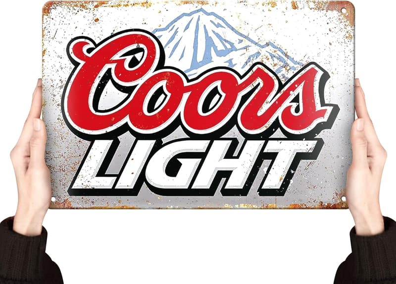 Coors Light Vintage Metal Sign for Man Cave Decor, 8x12 Inch