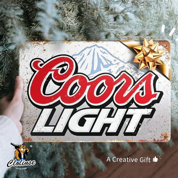 Coors Light Vintage Metal Sign for Man Cave Decor, 8x12 Inch