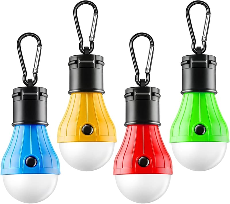 Portable LED Tent Lights with Clip Hook - 4 Pack Camping Lanterns