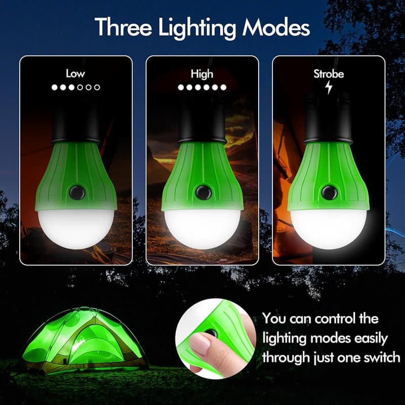 Portable LED Tent Lights with Clip Hook - 4 Pack Camping Lanterns