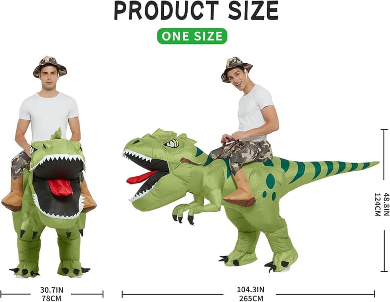 Inflatable T-Rex Dinosaur Costume for Adult Halloween Party
