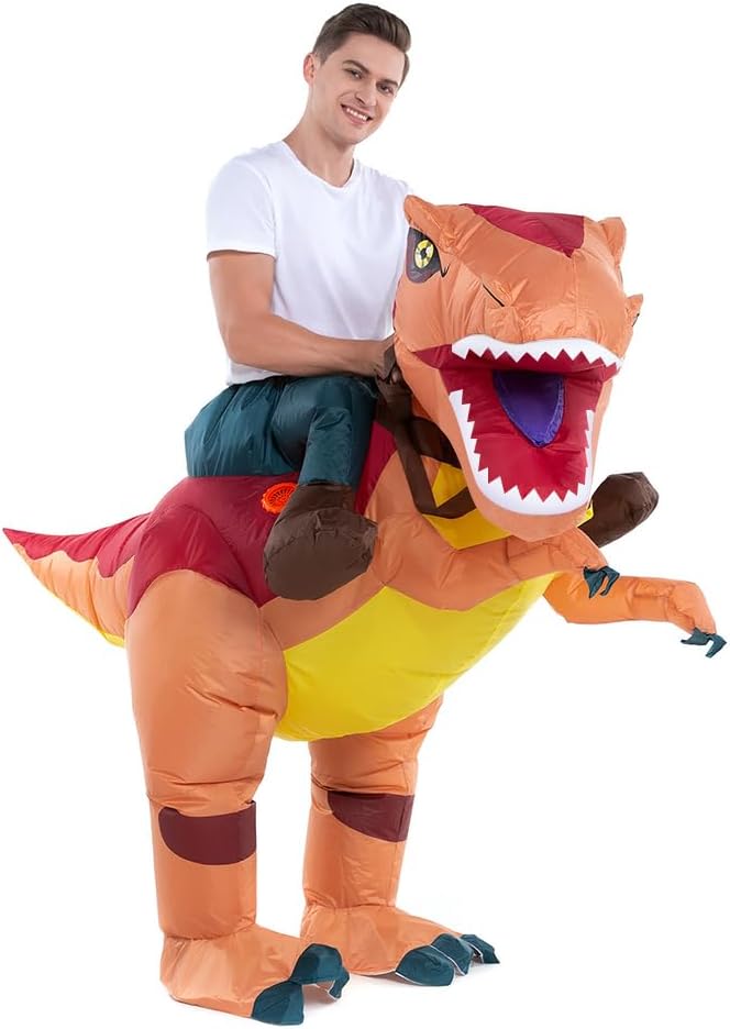 Inflatable Dinosaur Costume for Adults - T-Rex, Velociraptor, Triceratops, Pteranodon
