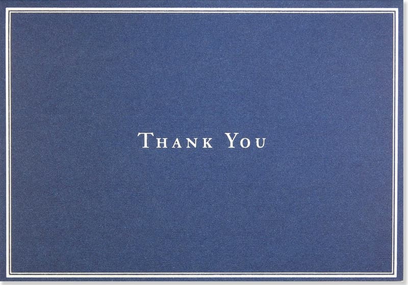 Navy Blue Thank You Note Cards - Boxed Stationery Set