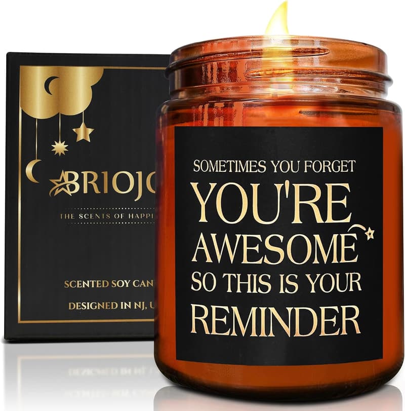 You're Awesome Mahogany Teakwood Soy Candle - Inspirational Gift