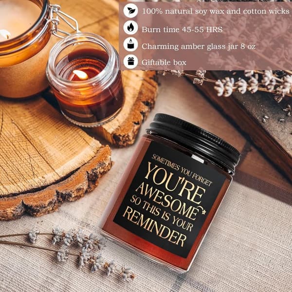 You're Awesome Mahogany Teakwood Soy Candle - Inspirational Gift