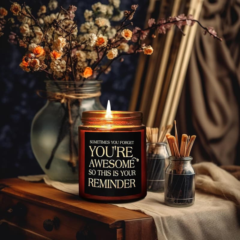 You're Awesome Mahogany Teakwood Soy Candle - Inspirational Gift