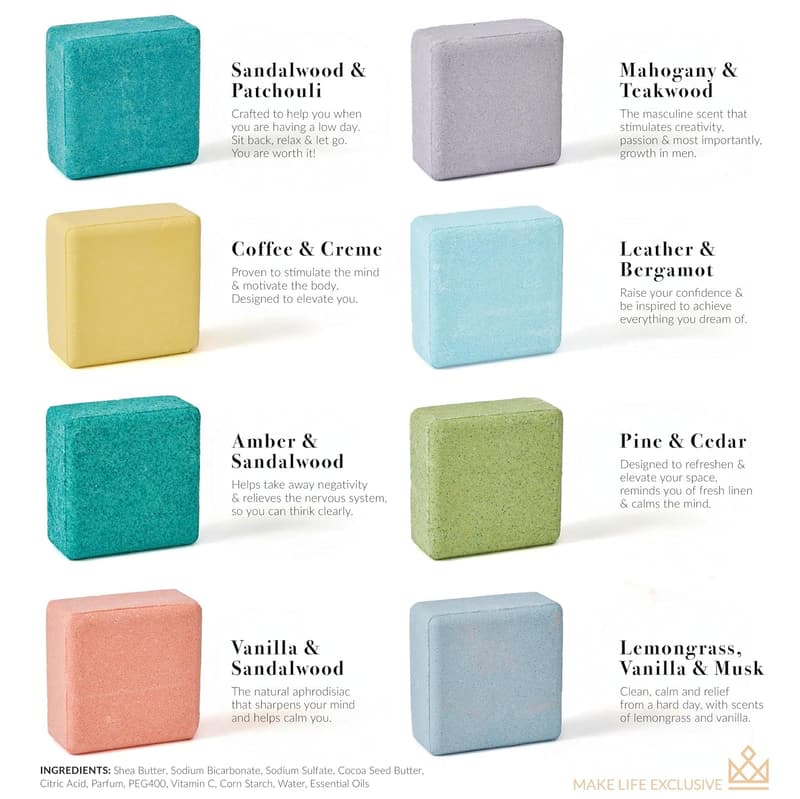 Men's Bath Bomb Gift Set - 8 Large Natural Essential Oil Bombs