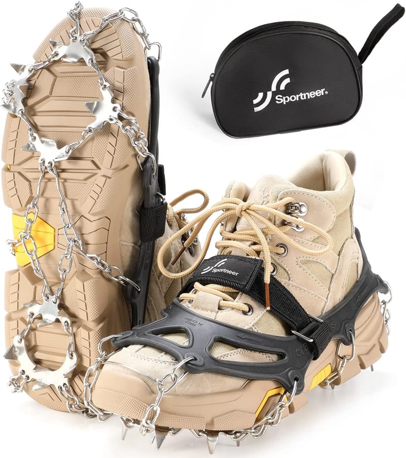 Ice Cleats with 19 Stainless Steel Spikes for Hiking & Climbing