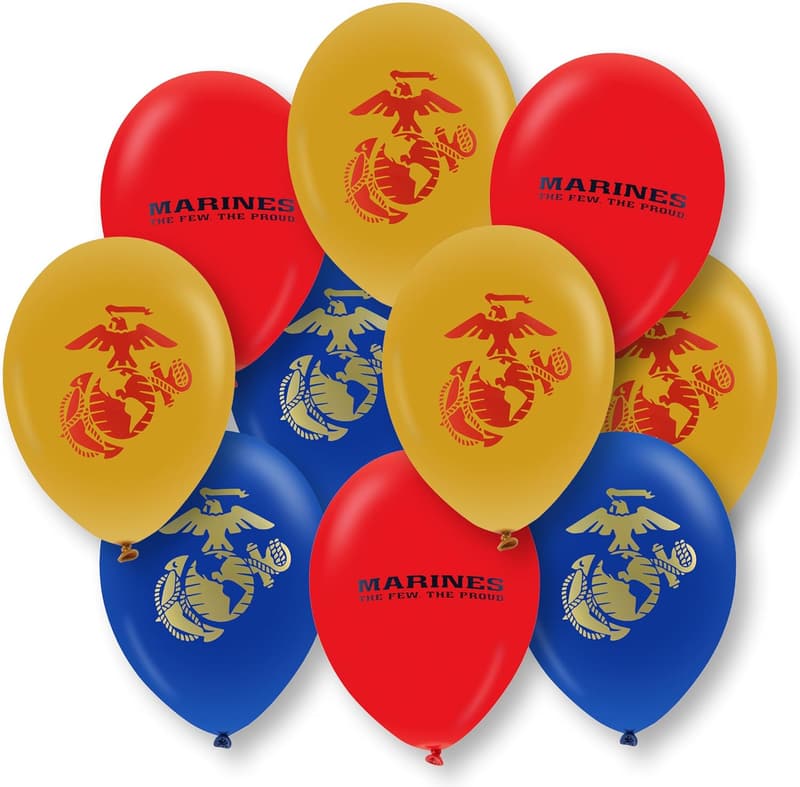 U.S. Marines Party Balloons - 12” Latex, 10 Pack