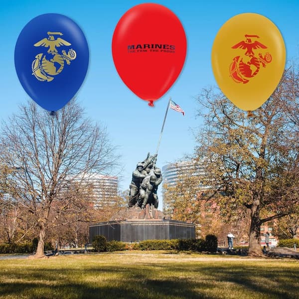 U.S. Marines Party Balloons - 12” Latex, 10 Pack