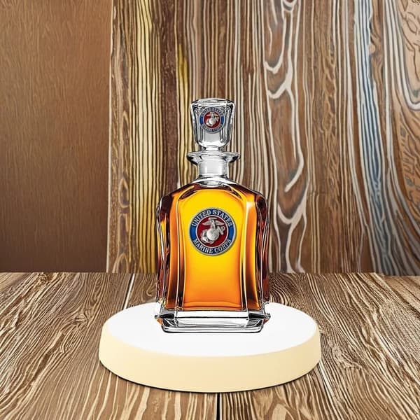 Marines Whiskey Decanter – 24 oz Pewter & Glass with Stopper