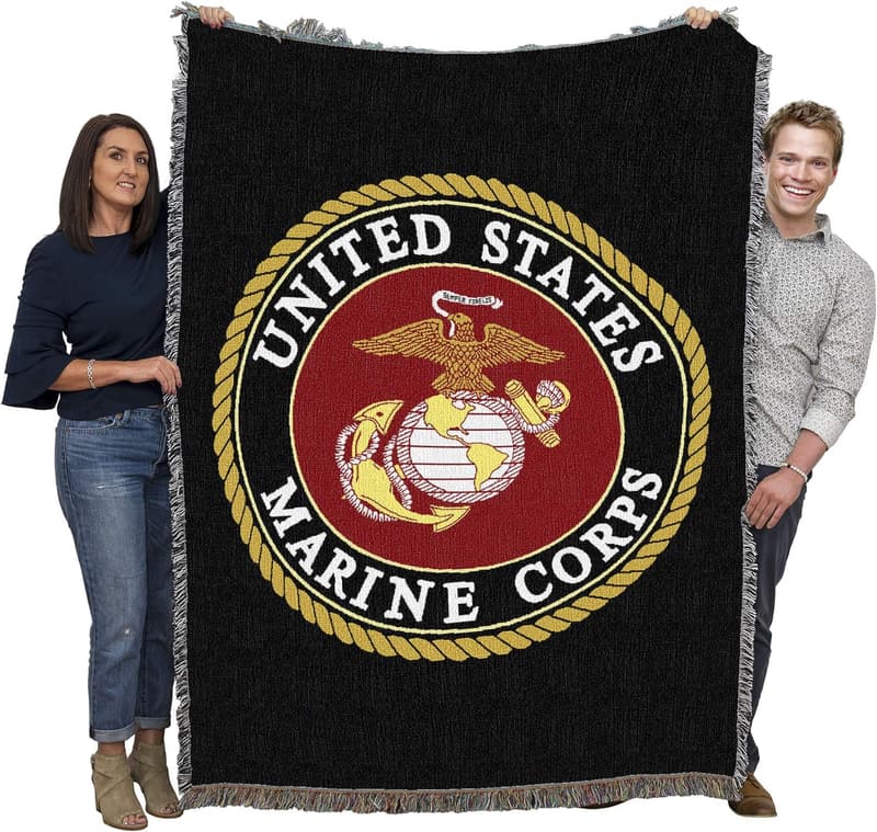 US Marine Corps Tapestry Blanket - Woven Cotton Throw (72x54)