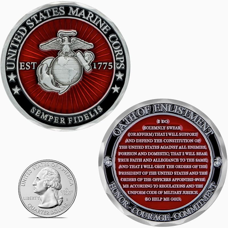 USMC Oath of Enlistment Challenge Coin - Veteran-Owned Gift