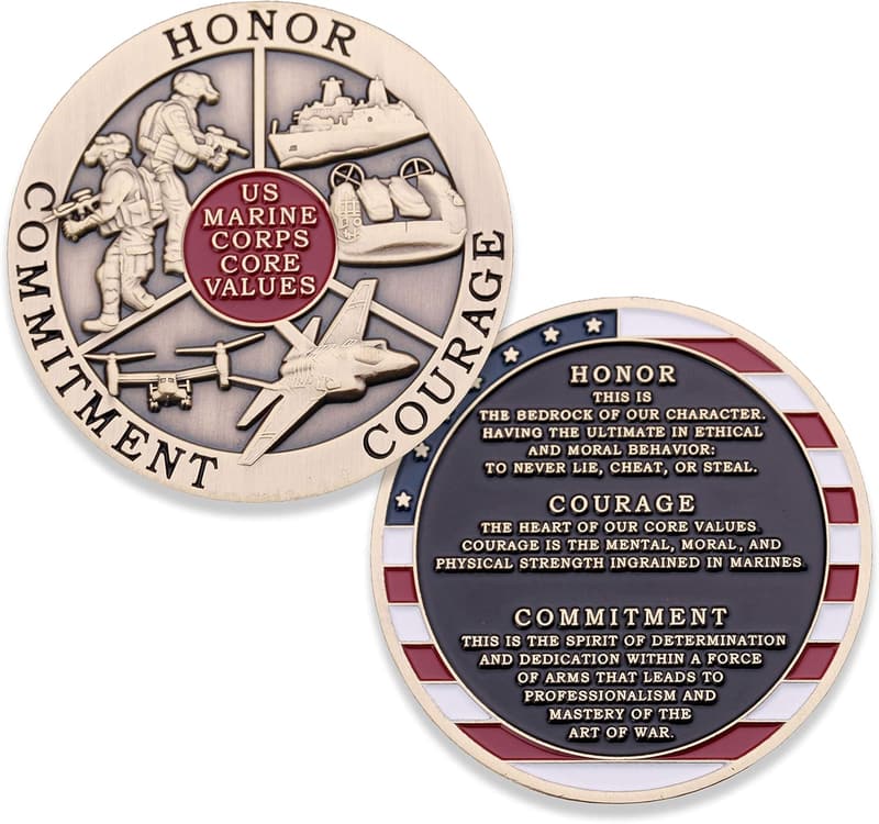 USMC Challenge Coin - Marine Corps Core Values Design