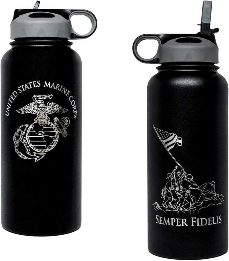 USMC Water Bottle - 32oz Double Wall Stainless Steel