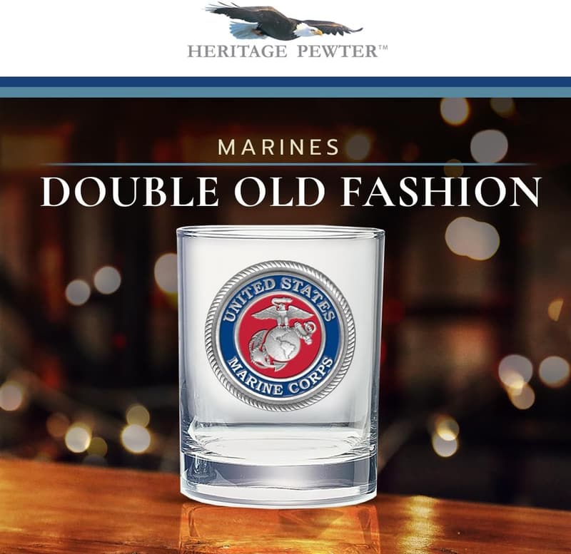 Marines Eagle Globe & Anchor Double Old Fashioned Glass 14 oz