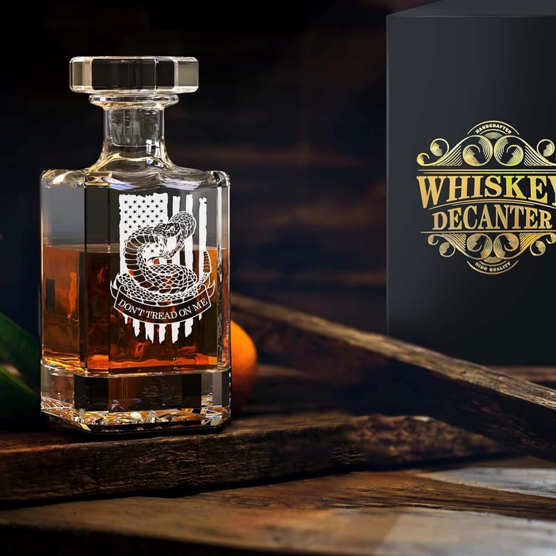 Engraved Whiskey Decanter Set for Dad's Birthday Gift