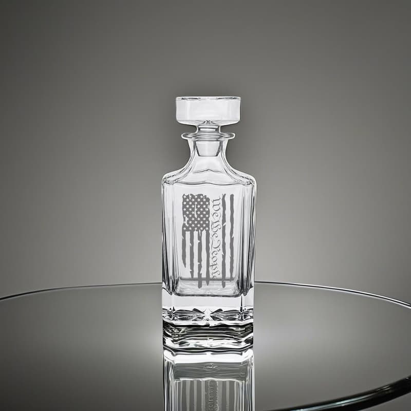Patriotic Whiskey Decanter with Custom Airtight Glass Stopper