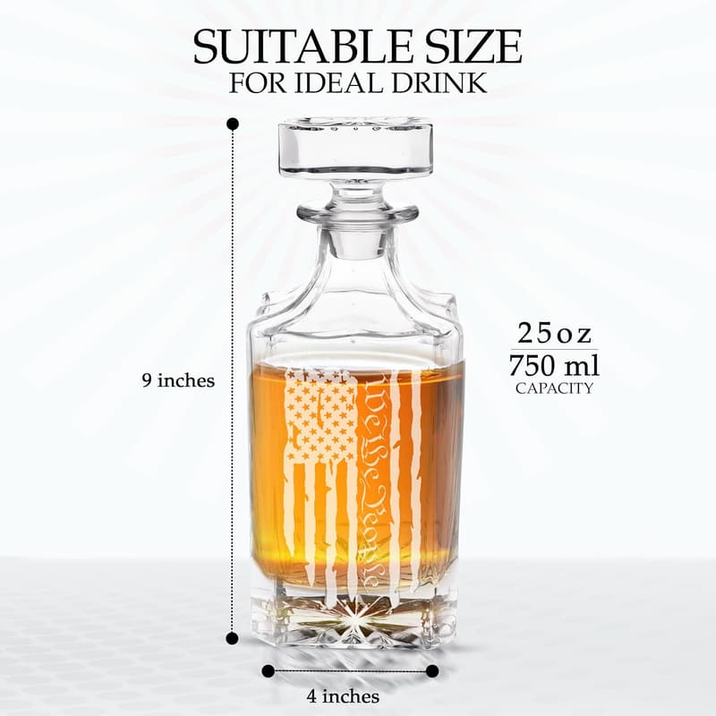 Patriotic Whiskey Decanter with Custom Airtight Glass Stopper