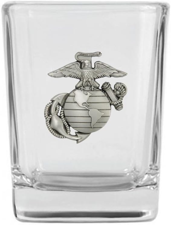 US Marine Corps Pewter EGA Emblem Shot Glass - Made in USA