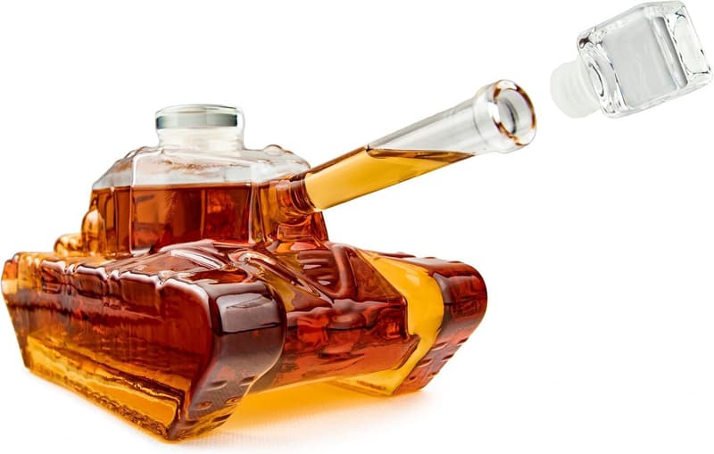 Army Tank Whiskey Decanter - 1000ml Glass Gift for Men