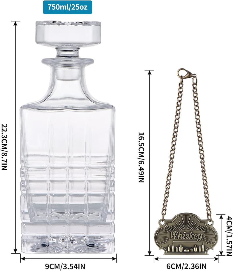 Leak-Proof Crystal Glass Liquor Decanter - 25 OZ