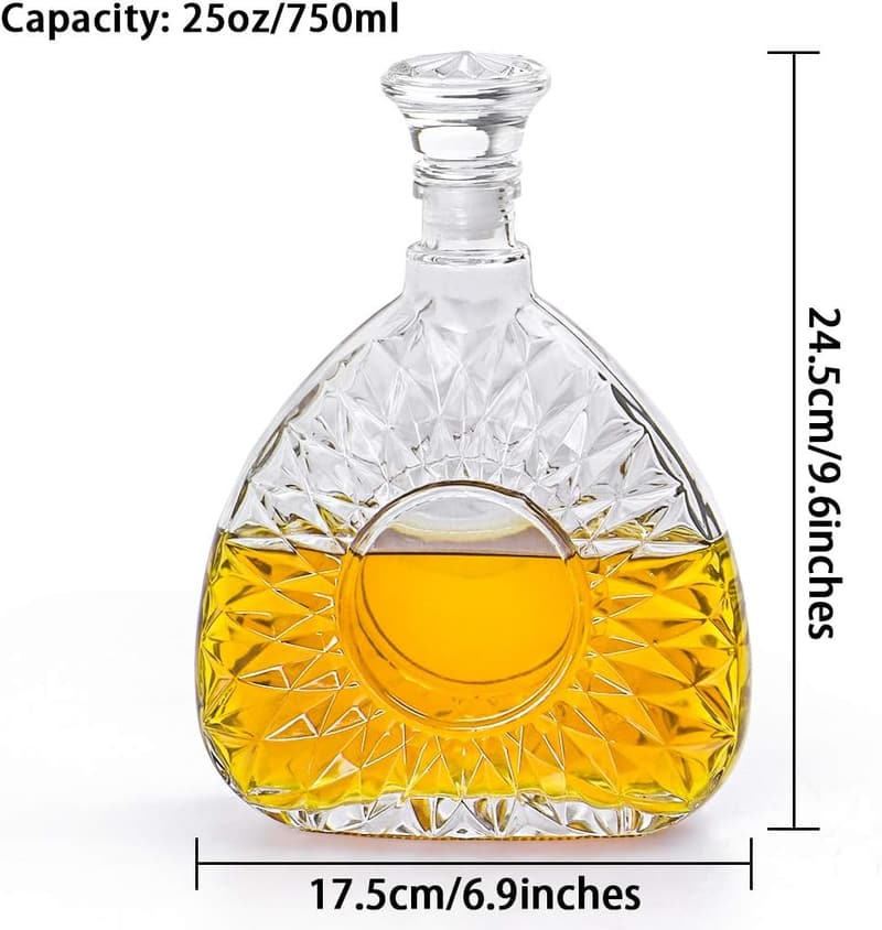 Glass Liquor Decanter with Airtight Stopper - 25oz