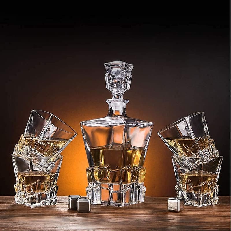 Scotch Tasting Set - Lead-Free Crystal Decanter & 6 Glasses