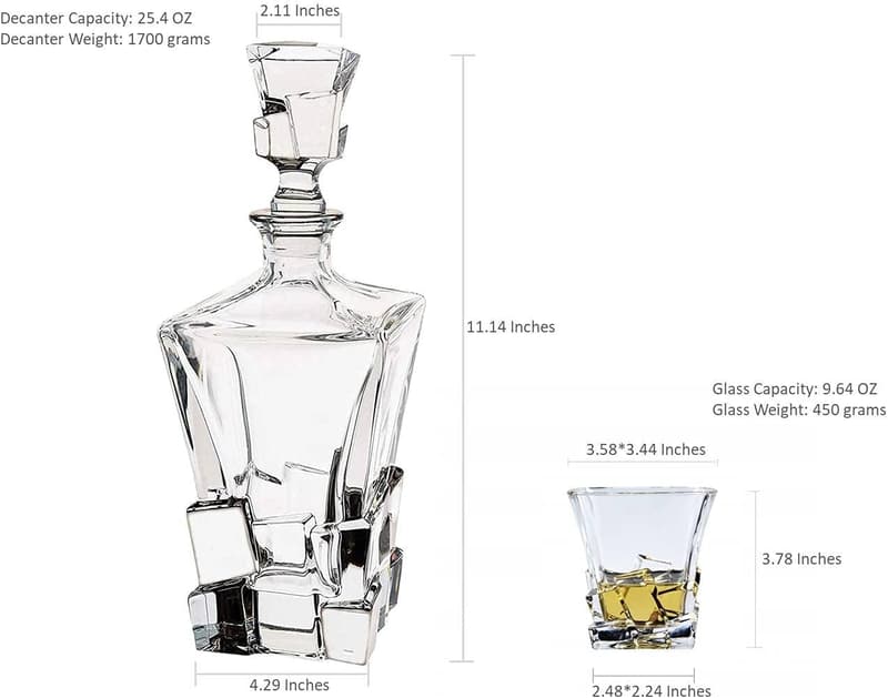 Scotch Tasting Set - Lead-Free Crystal Decanter & 6 Glasses
