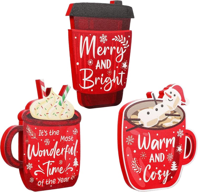 Christmas Wooden Block Signs for Tiered Tray Decor