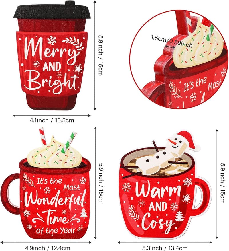 Christmas Wooden Block Signs for Tiered Tray Decor