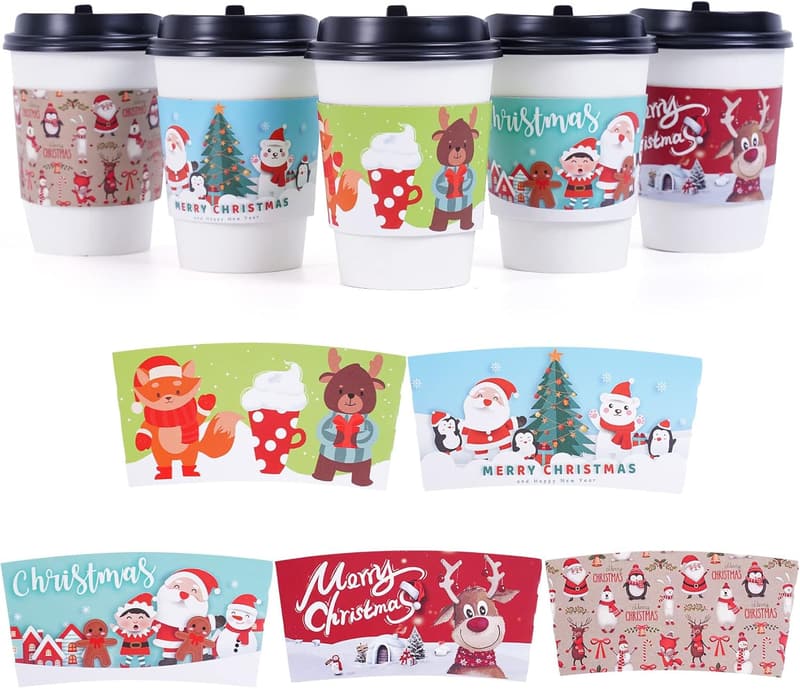 Insulated Paper Cup Sleeves for Hot & Cold Drinks - 40 Count