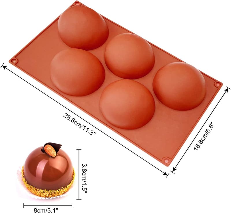 5-Cavity Extra Large Silicone Mold Set for Baking & Chocolate