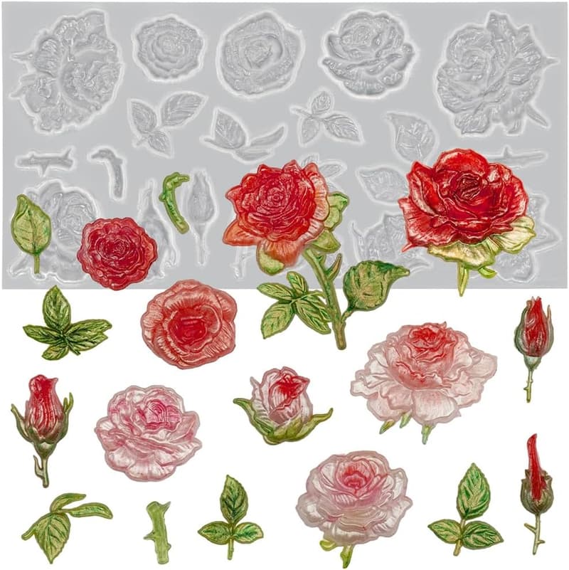 Rose Mold for Polyclay & Air Dry Clay - 7x3 Inch