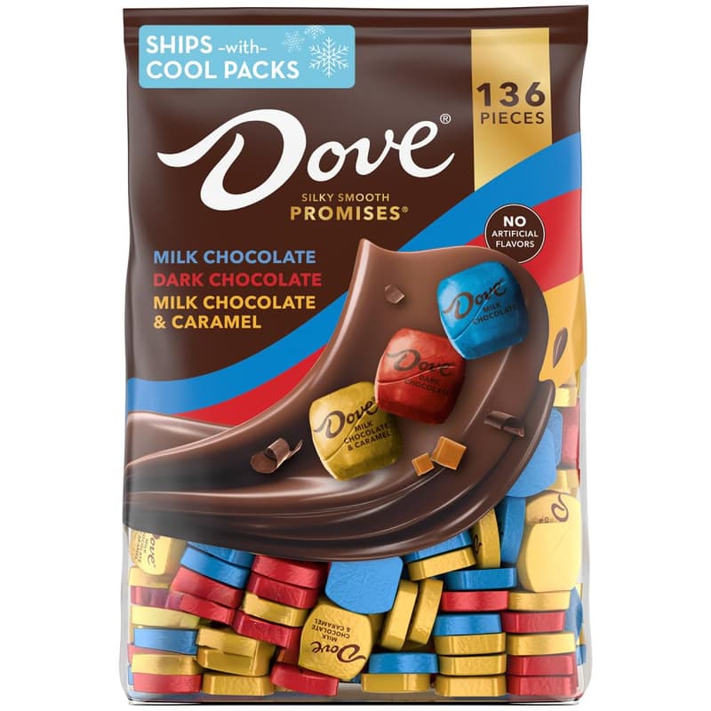 Assorted DOVE PROMISES Chocolate Candy Bulk Bag, 136 Ct
