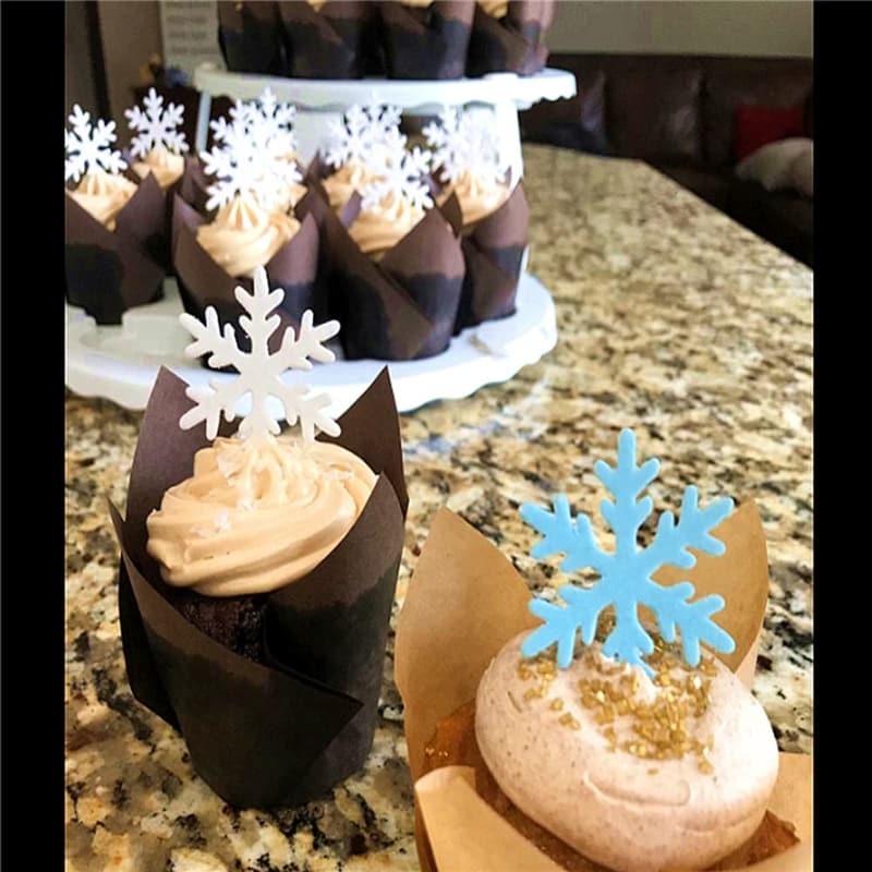 Christmas Snowflake Edible Cupcake Toppers - 50 Pcs