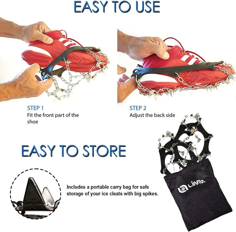 Lightweight Ice Traction Cleats - Quick-Fasten Anti-Slip Grippers