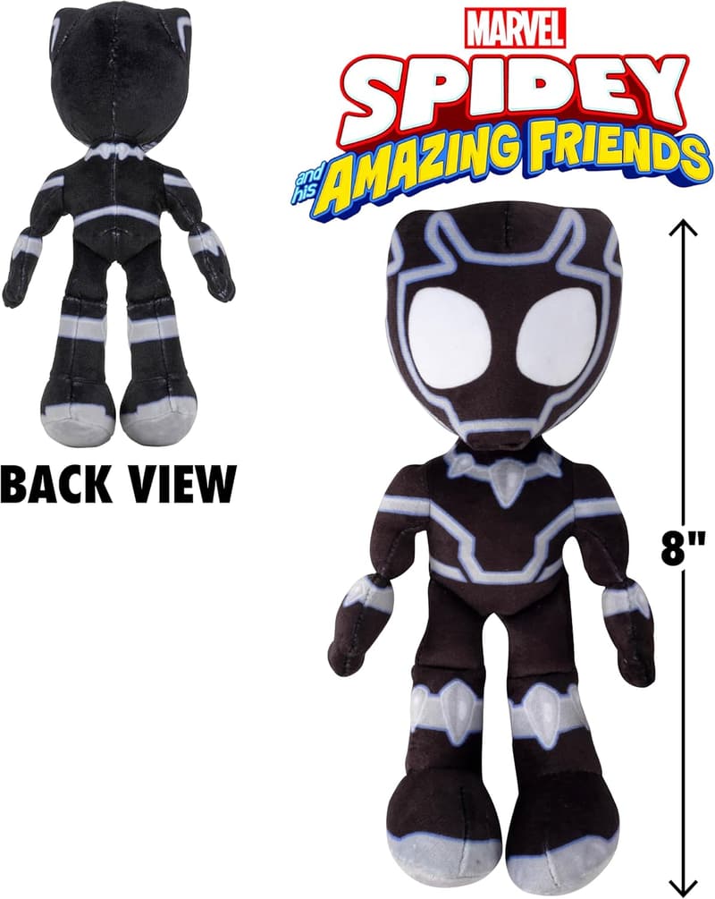 Black Panther Plush Toy - Official Spidey & His Friends - 8 Inch