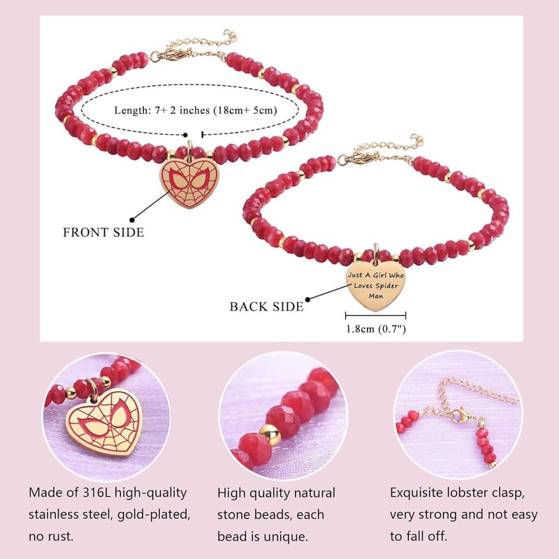 Superhero Spider Bracelet for Teen Girls and Women’s Birthday Gift