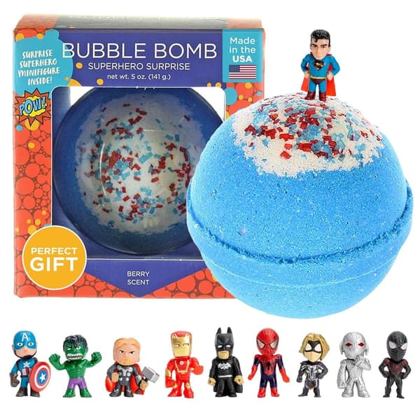 Superhero Bath Bomb with Surprise Toy – Fruity Scent, Kids Gift