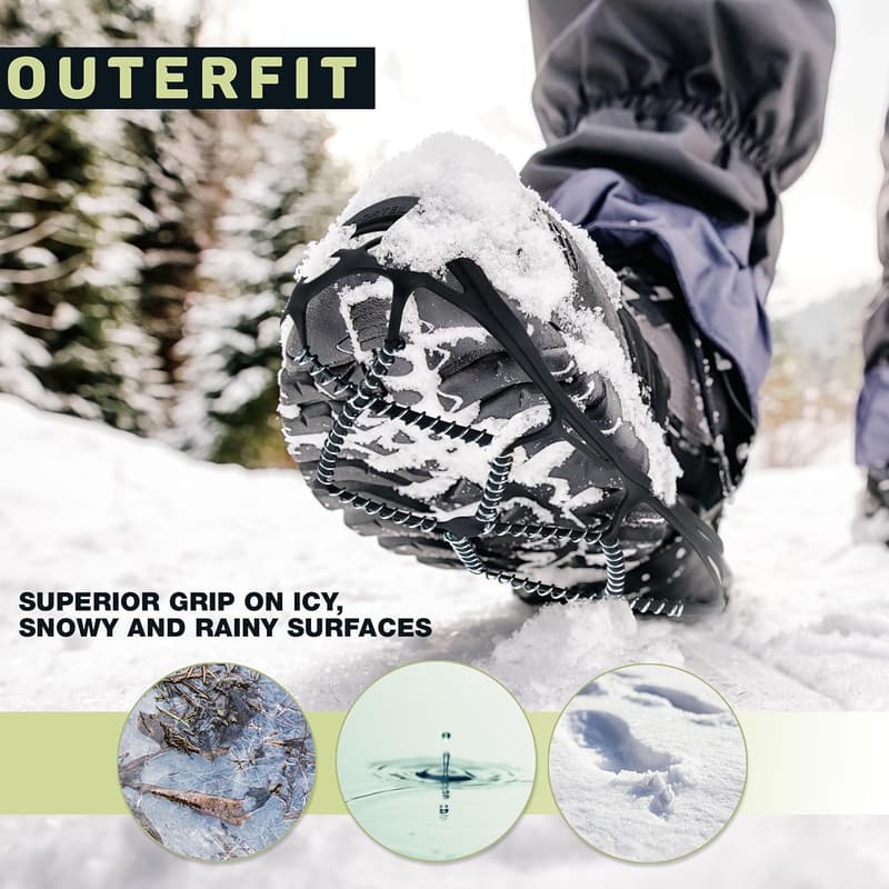 Non-Slip Crampons with Steel Coils for Hiking and Walking