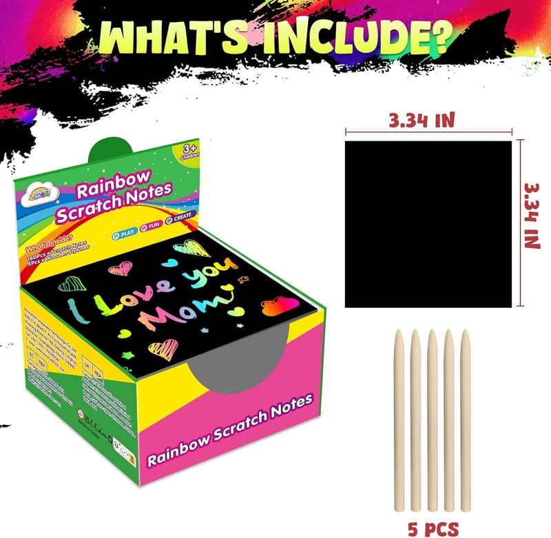 Rainbow Scratch Art Notes for Kids - Creative Party Favors