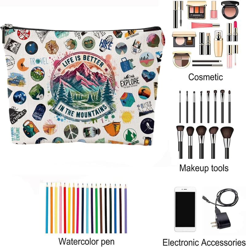 Hiking Gear Makeup Bag for Women - Perfect for Campers