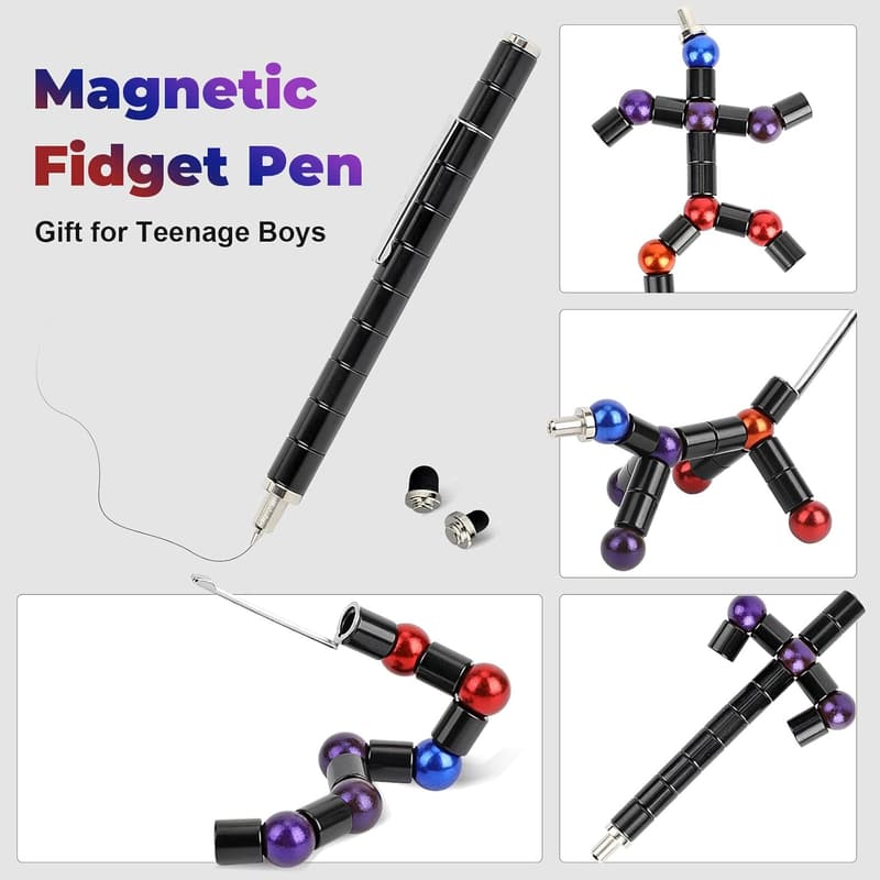 Stress Relief Magnetic Fidget Pen Toy for Kids - Black