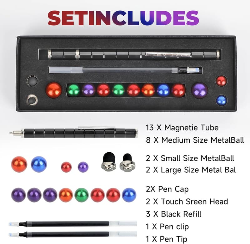 Stress Relief Magnetic Fidget Pen Toy for Kids - Black