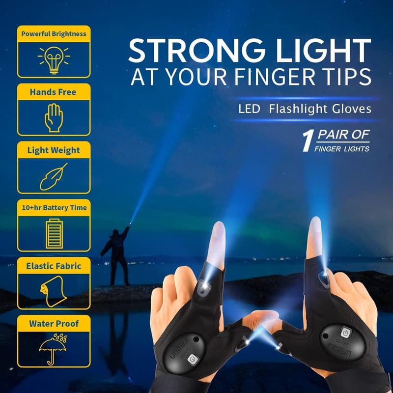 LED Flashlight Gloves - Unique Gifts for Dad & Him