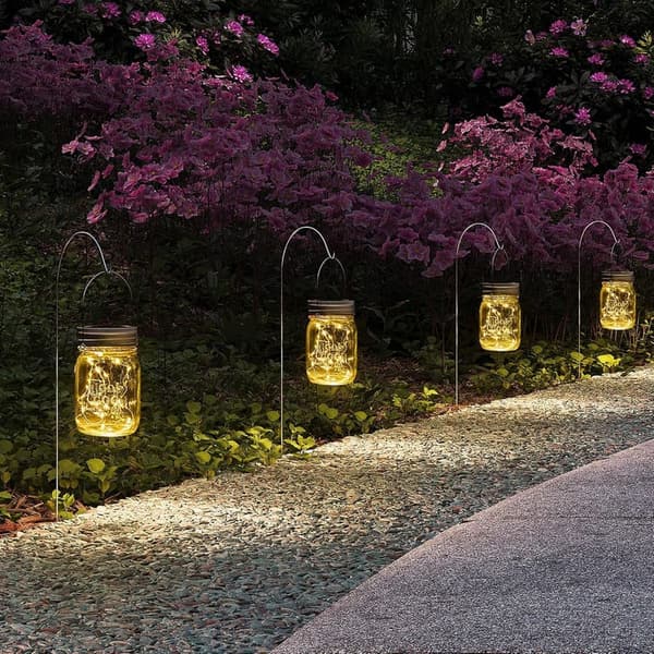 6-Pack Hanging Solar Mason Jar Lights for Outdoor Decor