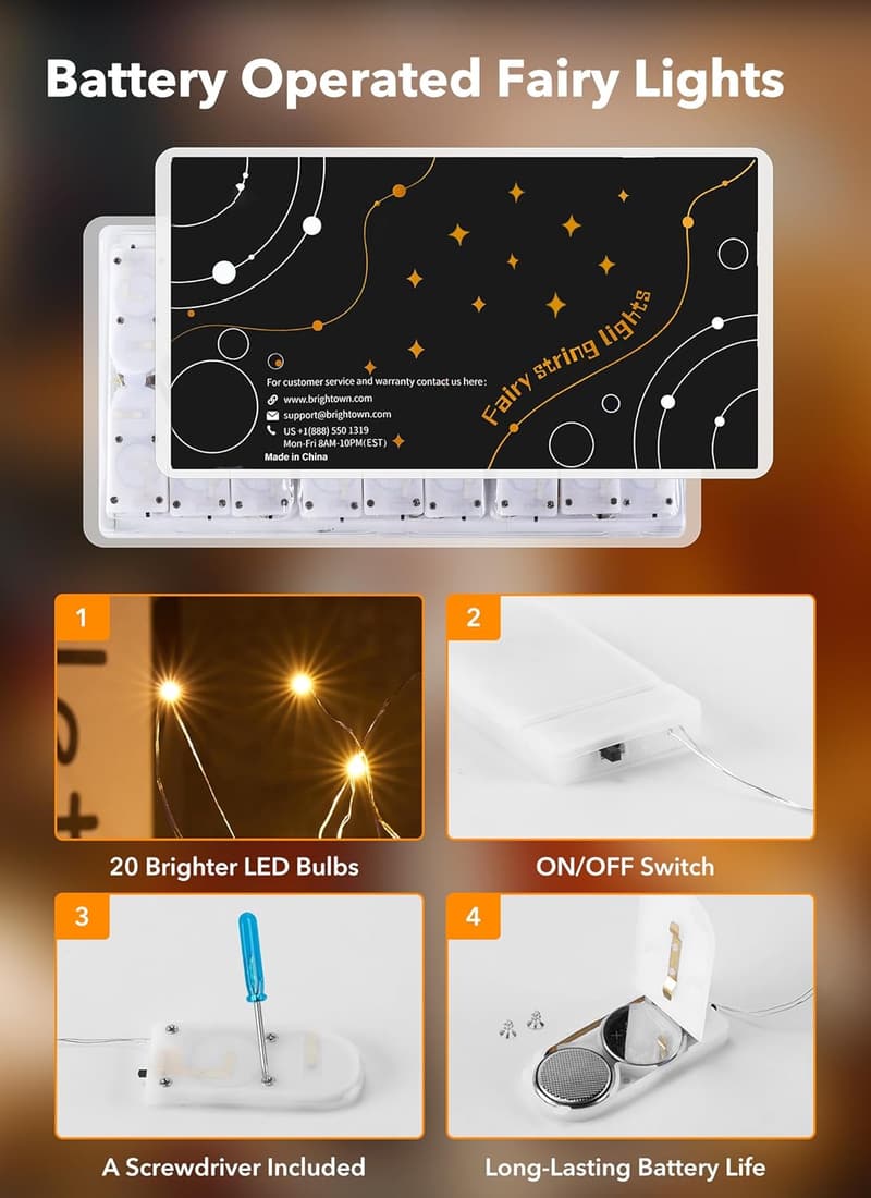 Waterproof Battery-Operated Fairy Lights - 12 Pack
