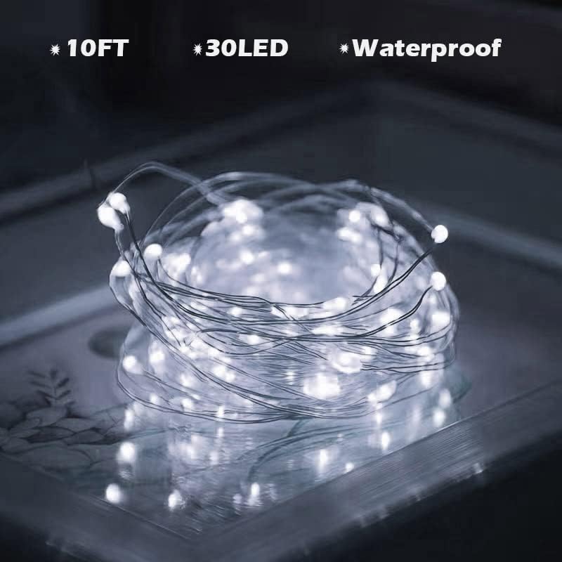 10FT Battery-Operated Copper Wire Fairy Lights - 30 LEDs, Waterproof